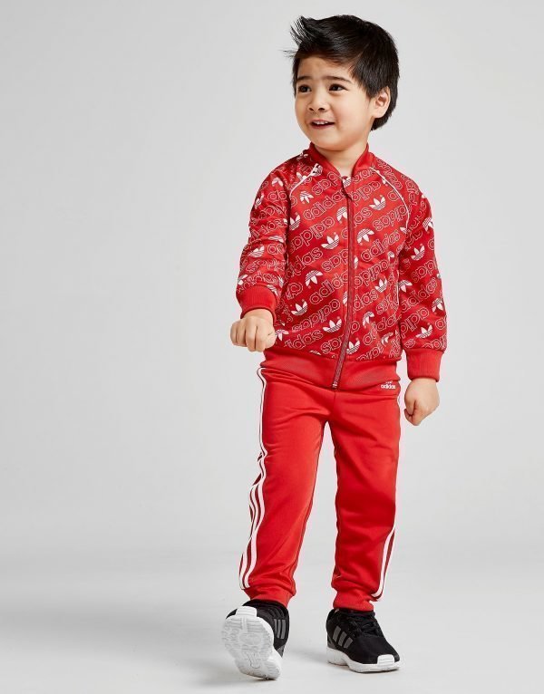 Adidas Originals Mono All Over Print Superstar Tracksuit Infant Punainen