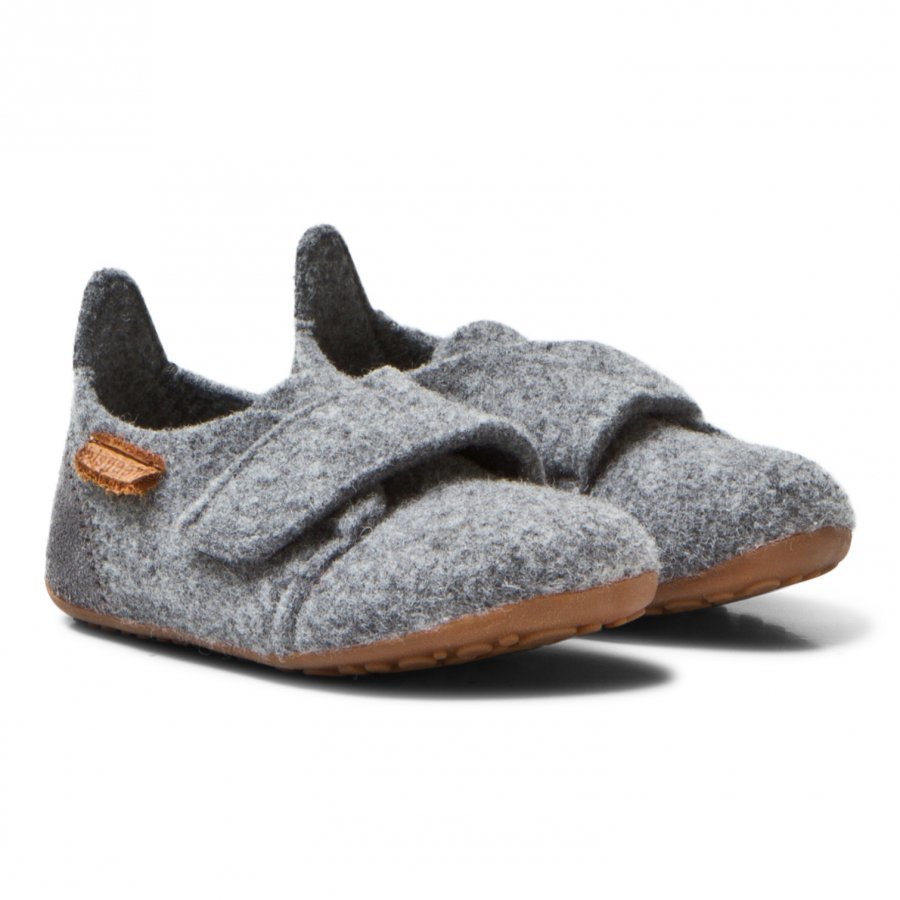 Bisgaard Wool Velcro Home Shoe Grey Korkeavartiset Tossut