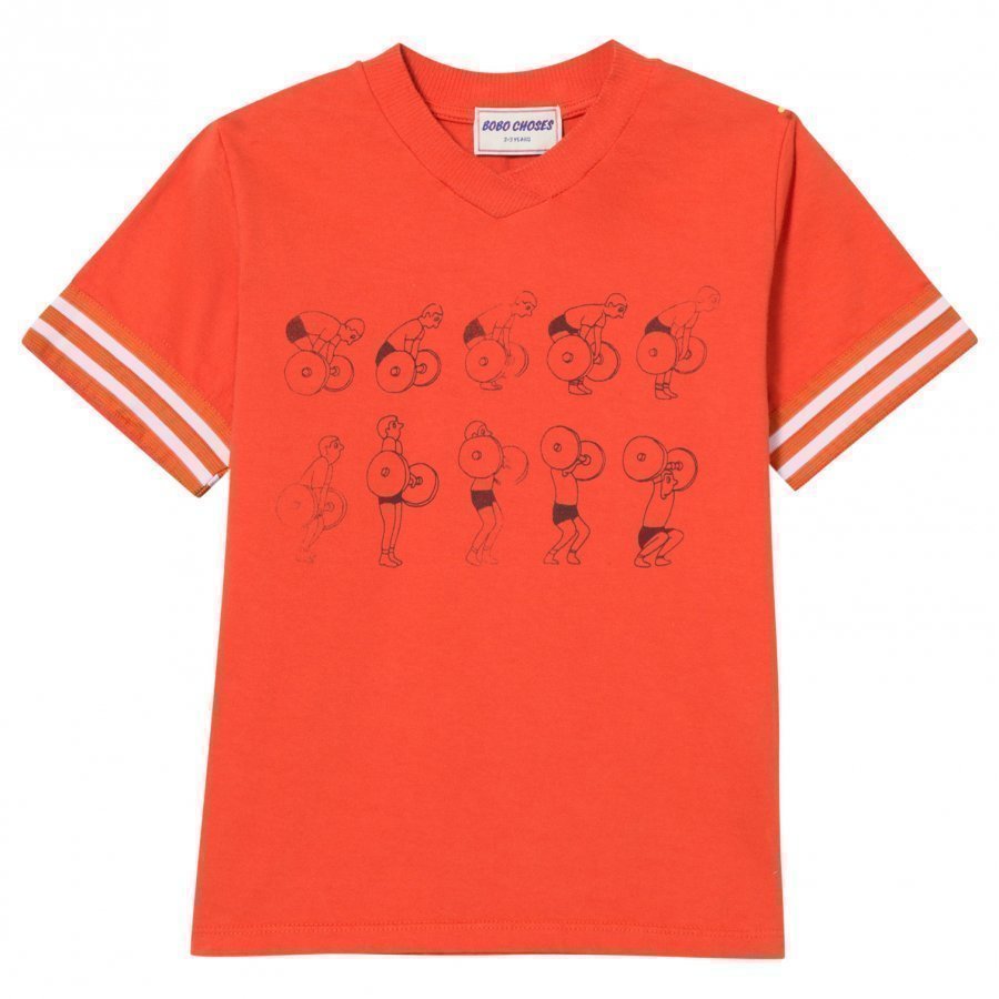 Bobo Choses Weightlifting V-Neck T-Shirt Red Clay T-Paita