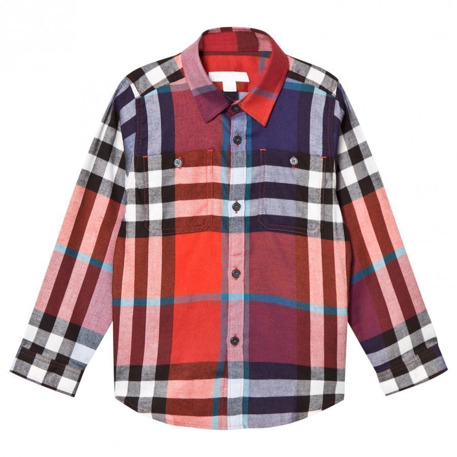 Burberry Orange And Red Mini Fred Check Shirt Kauluspaita 