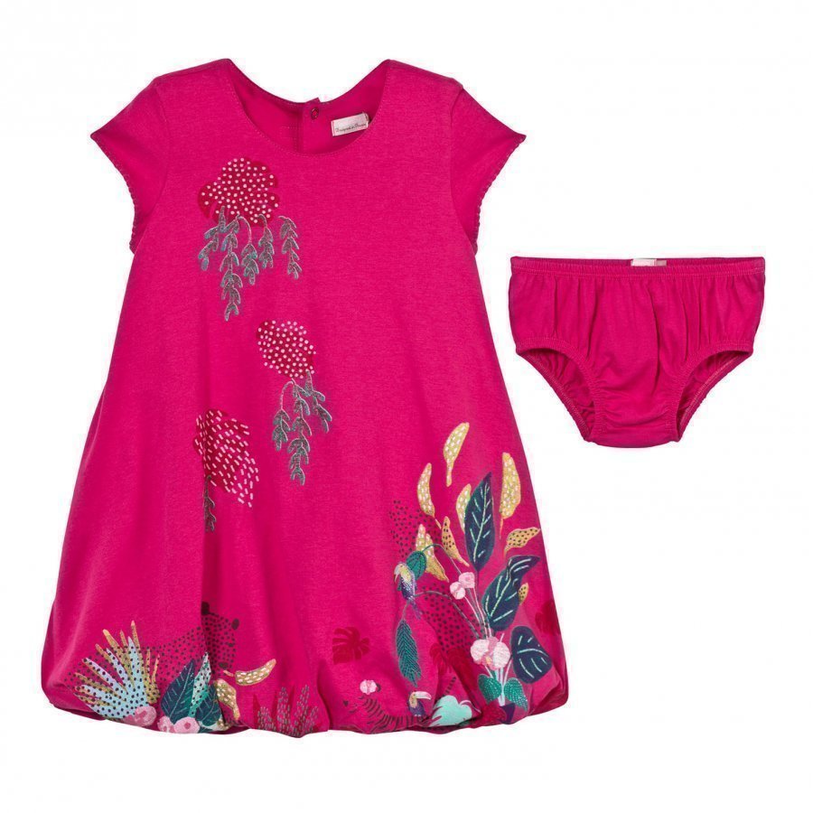 Catimini Pink Jersey Floral Print Dress With Bloomers Mekko