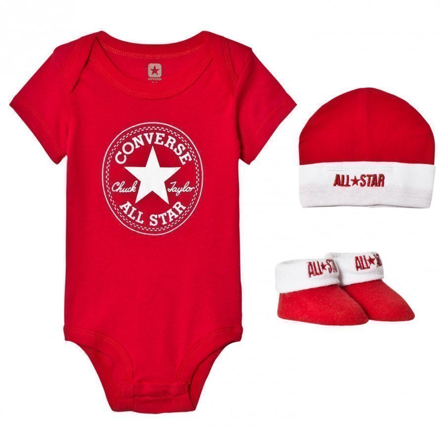 Converse Red Baby Body Beanie And Booties Set Body