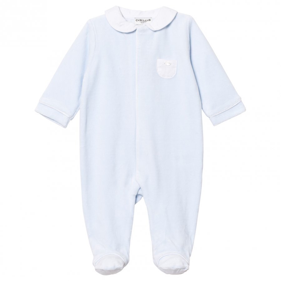 Cyrillus Pale Blue Velour Footed Baby Body