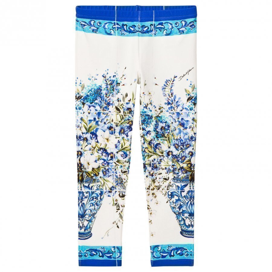Dolce & Gabbana White And Blue Floral Leggings Legginsit