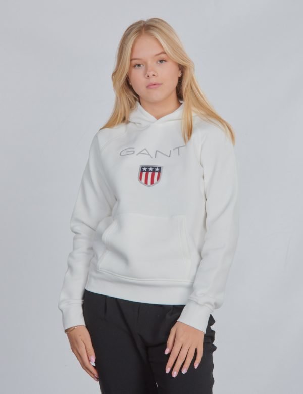 Gant Shield Logo Hoodie Huppari Valkoinen