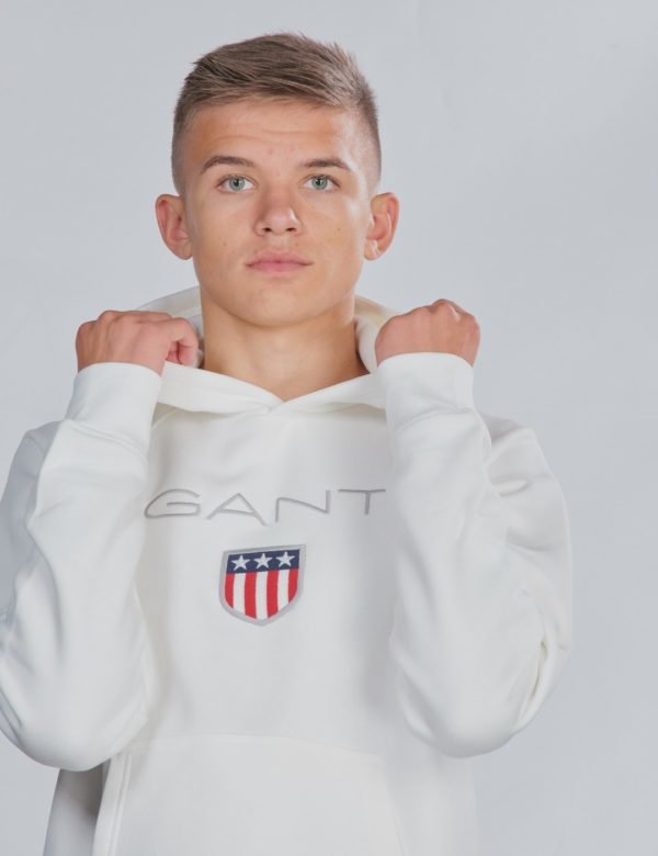 Gant Shield Logo Hoodie Huppari Valkoinen