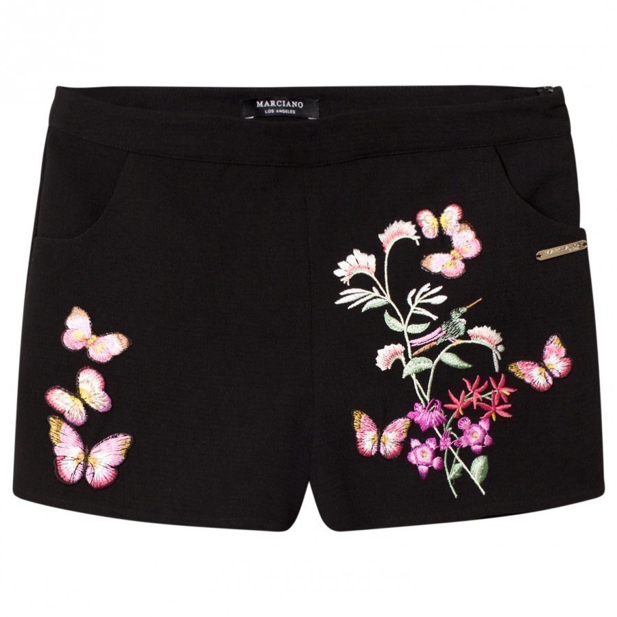 Guess Black Floral Embroidered Shorts Juhlashortsit