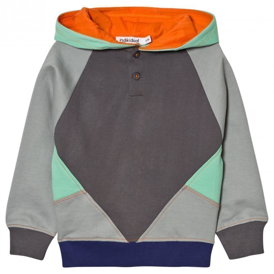 Indikidual Grey Color Patches Hoodie Huppari