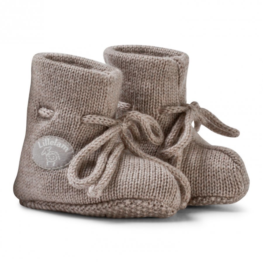 Lillelam Merino Wool Baby Slippers Basic Beige Korkeavartiset Tossut
