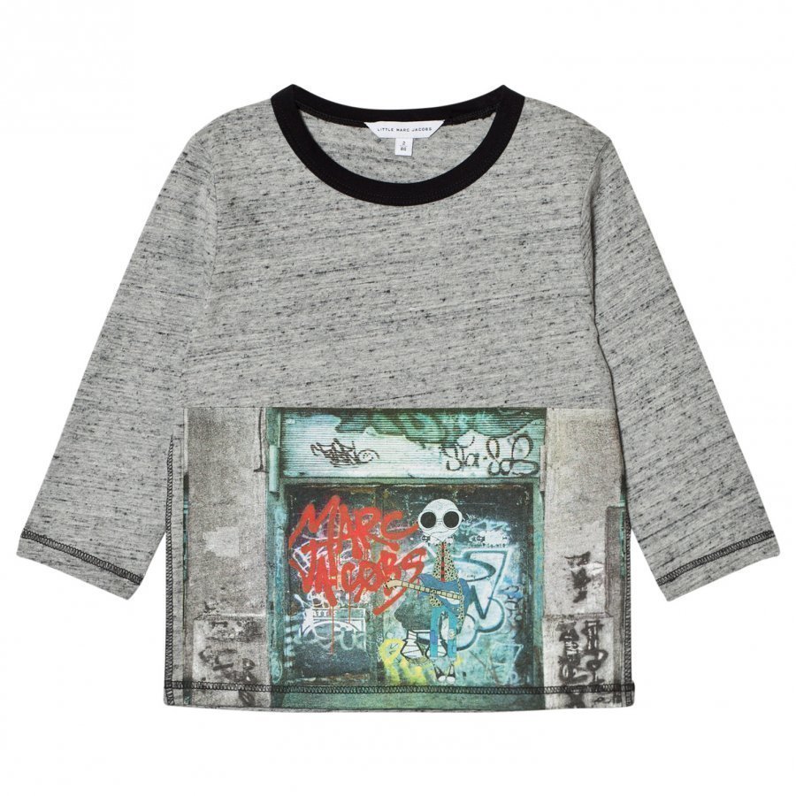 Little Marc Jacobs Grey Marl Mr Marc Graffiti Print Tee T-Paita