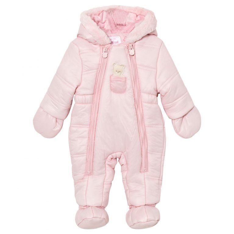 Mayoral Pink Bear Hooded Snowsuit With Detachable Mittens And Booties ...