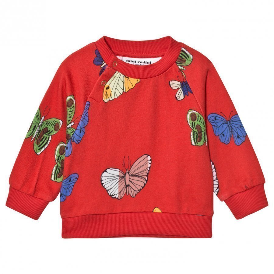 Mini Rodini Butterflies Sweatshirt Red Oloasun Paita