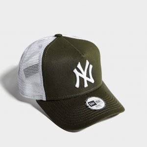 New Era Mlb New York Yankees Trucker Cap Lippis Olive / White