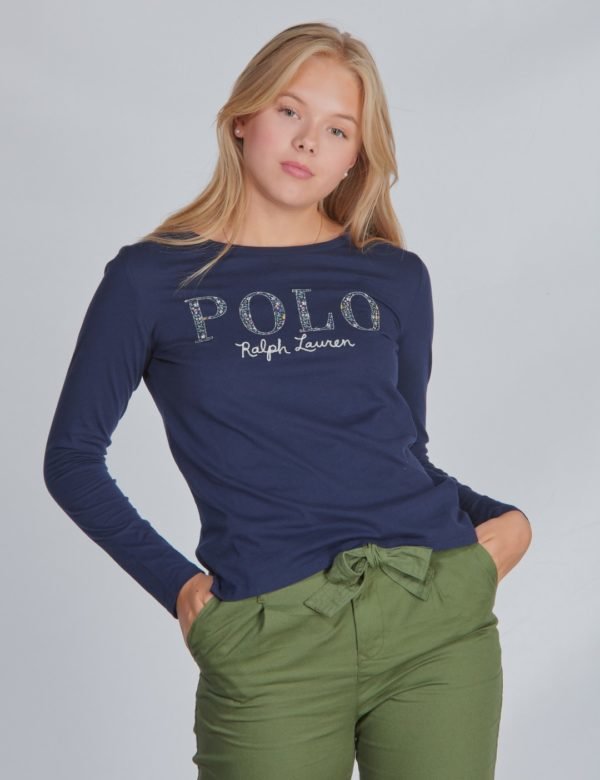 Ralph Lauren Ls Polo Tee Tops Knit Neule Sininen