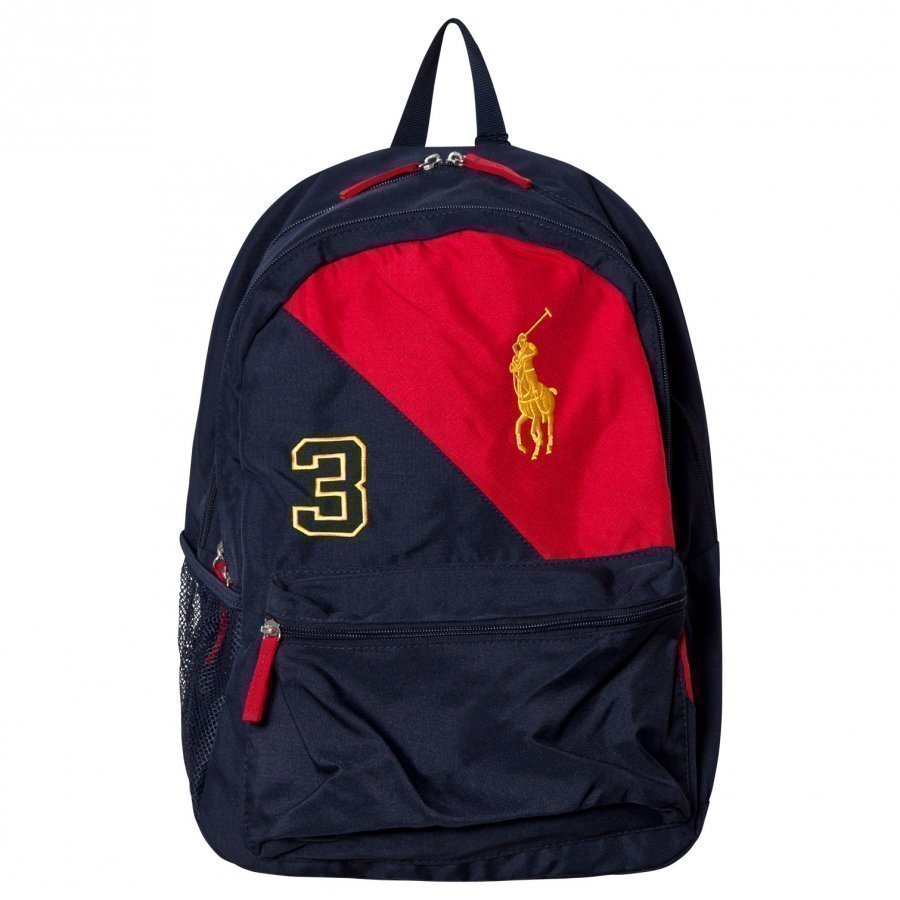 Ralph Lauren Navy/Red Banner Logo Backpack Reppu