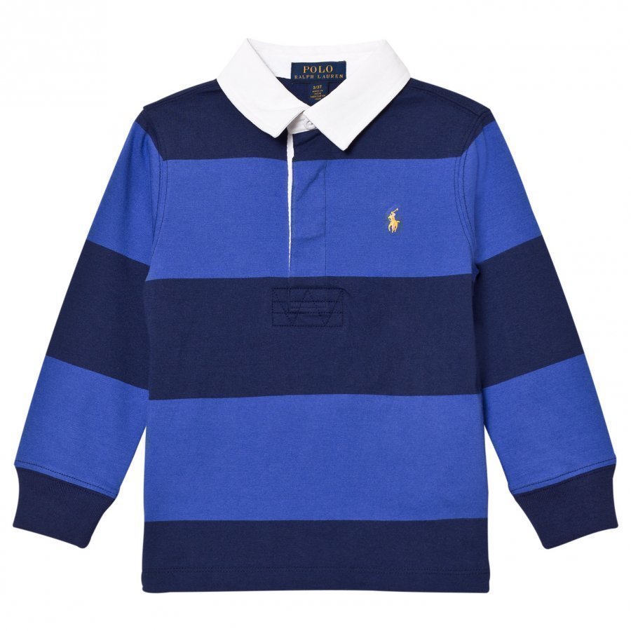 Ralph Lauren Striped Long Sleeve Rugby Shirt Barclay Blue Multi Pikeepaita