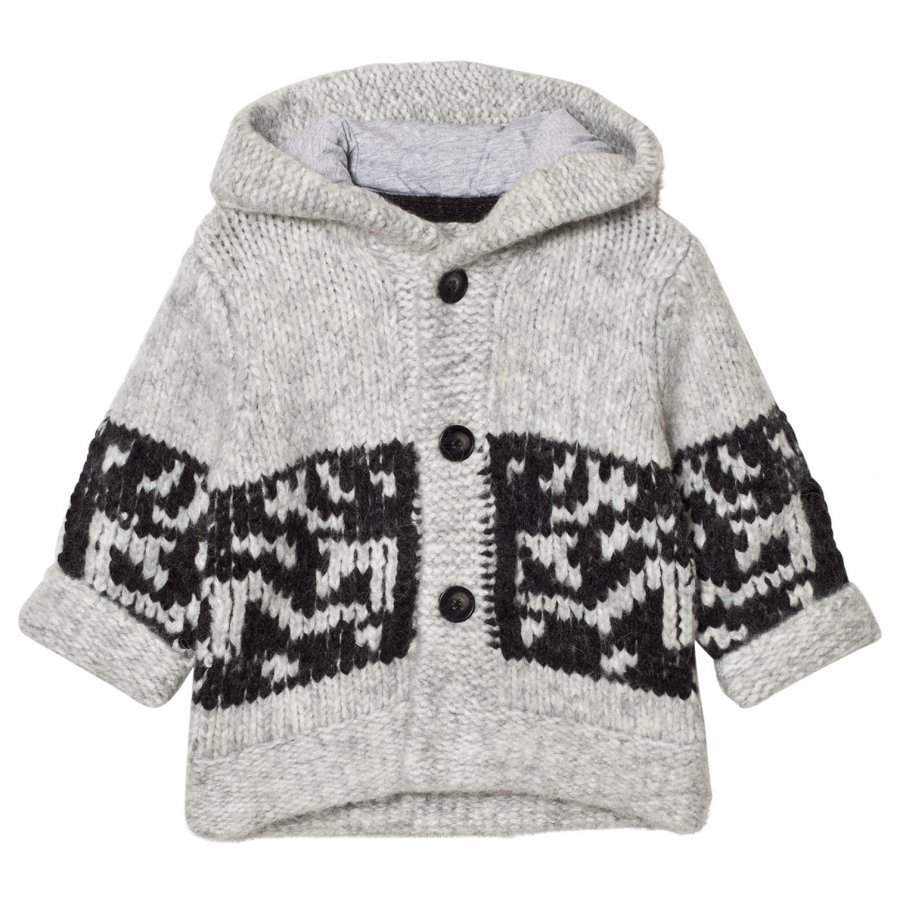 The Little Tailor Grey Chunky Knit Hoody Cardigan Neuletakki