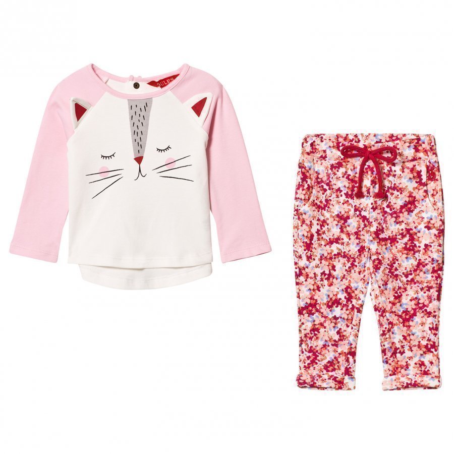Tom Joule Pink Cat Face Tee And Floral Leggings Set Asusetti
