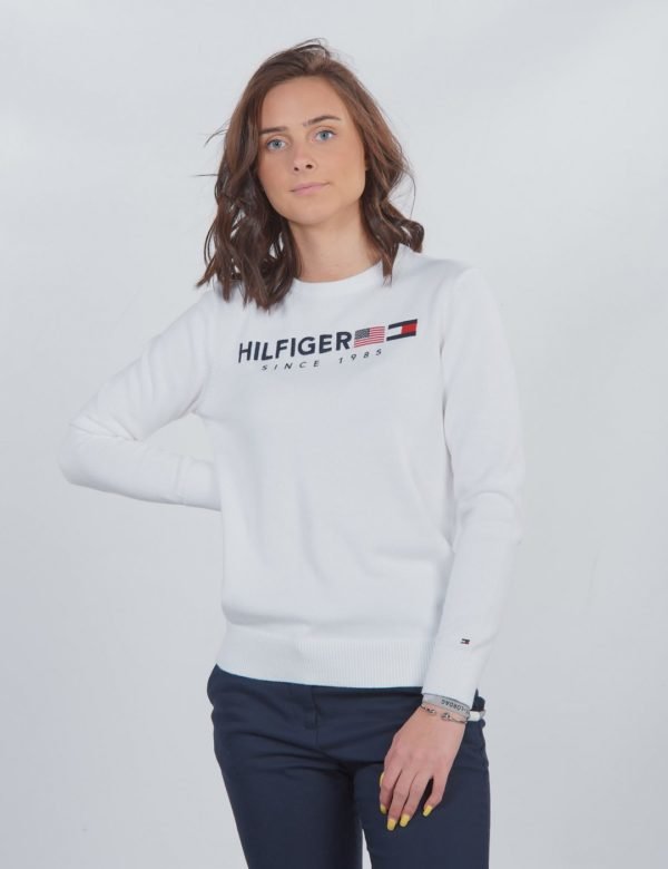 Tommy Hilfiger Hilfiger Flag Sweater Neule Valkoinen