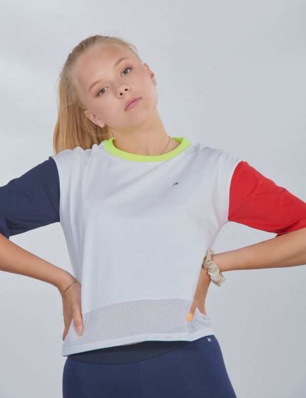 Tommy Hilfiger Sport Colorblock Tee T-Paita Valkoinen